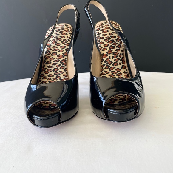 Marciano Black Patent Prep Toe Pump Slingback Heels Women’s Size 8M/38 EXC - Picture 8 of 16